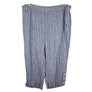 Chico's Linen Pants 4 Blue White Stripes XXL Size 20